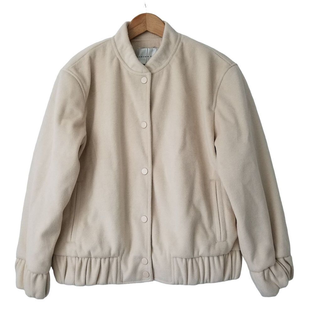 Endless Rose Oversized Felt Varsity Jacket Womens M‎ Cream Wool Blend NWOT $170
